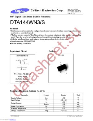 DTA144WN3 datasheet  