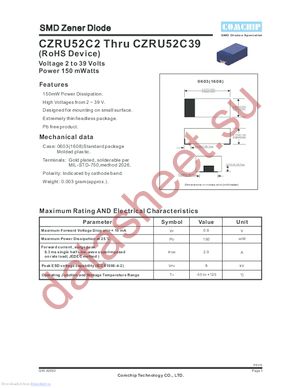 CZRUR52C6V8-HF datasheet скачать даташит