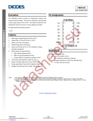 74AHC04S14-13 datasheet  