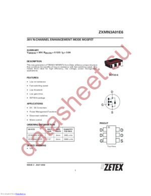 ZXMN3A01E6 datasheet  