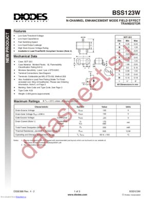 BSS123W-13 datasheet  