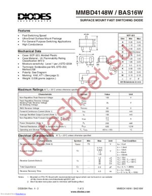 MMBD4148W/BAS16W datasheet  