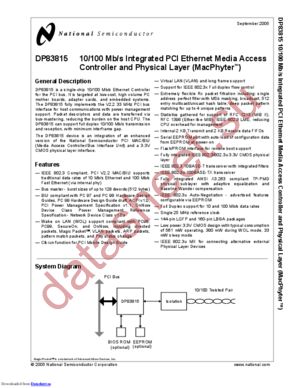 DP83815DUJB/NOPB datasheet  