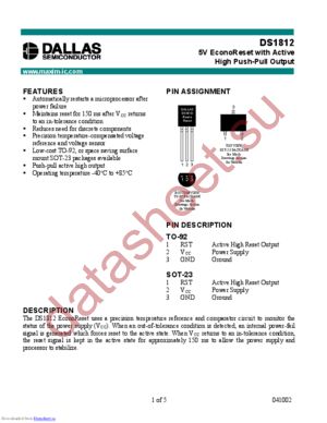 DS1812-5+T&R datasheet  