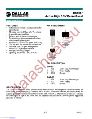 DS1817-10+T&R datasheet  