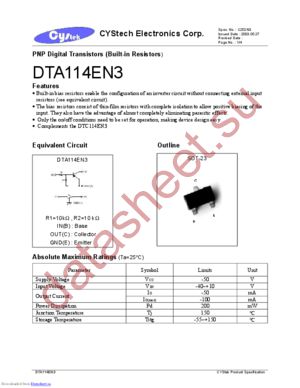 DTA114EN3 datasheet  