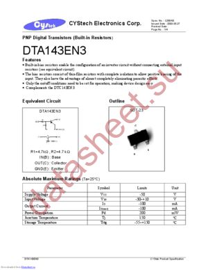 DTA143EN3 datasheet  