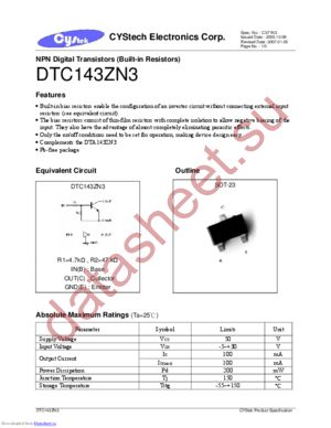 DTA143ZN3 datasheet  