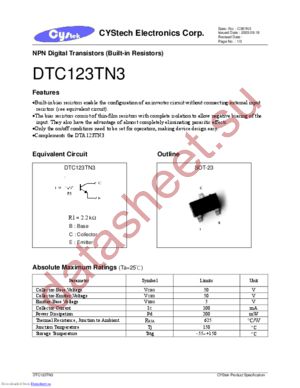 DTC123TN3 datasheet  