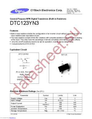 DTC123YN3 datasheet  