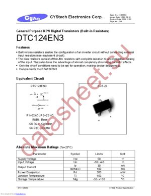 DTC124EN3 datasheet  
