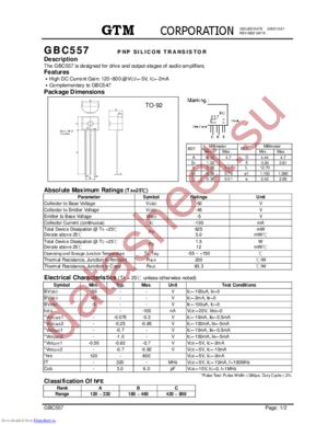 GBC557 datasheet  