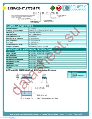 E1SFA20-17.1776M TR datasheet  