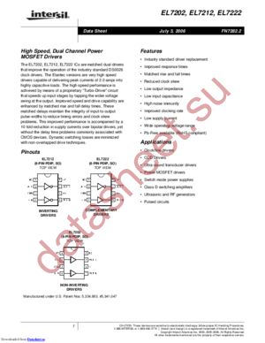 EL7222CSZ-T7 datasheet  