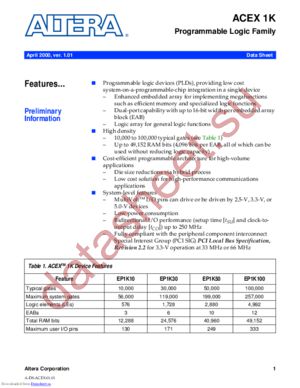 EP1K30TC1443 datasheet  