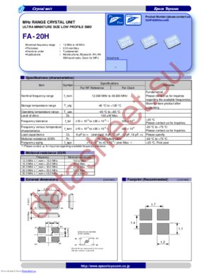 FA-20H, 16MHZ, 10PPM, 9PF datasheet  