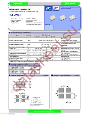 FA-20H, 26MHZ, 10PPM, 9PF datasheet  