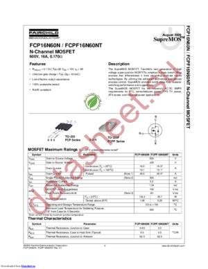 FCPF16N60NT datasheet  