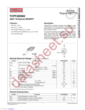 FCPF400N60 datasheet  