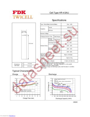 HR-4/3AU(4.0AH)L4X2 datasheet  