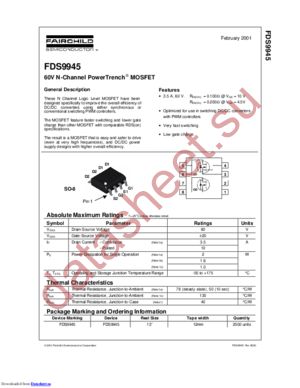 FDS9945NL datasheet  