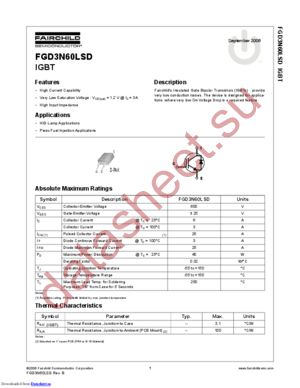 FGD3N60LSD datasheet  