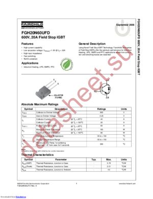 FGH20N60UFD datasheet  