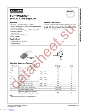 FGH40N60SMDF datasheet  