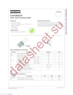 FGH40N60SF datasheet  