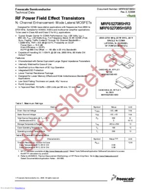 MRF6S27085H datasheet  