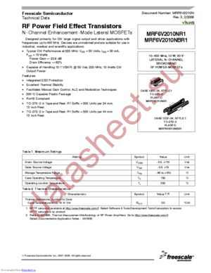 mrf6v2010n datasheet  