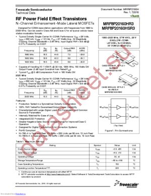 MRF8P20160HSR3 datasheet  