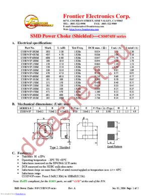 CSS0745F-100M datasheet  