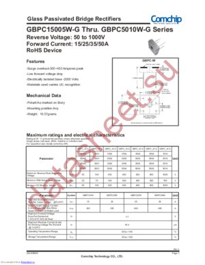 GBPC25005W-G datasheet  