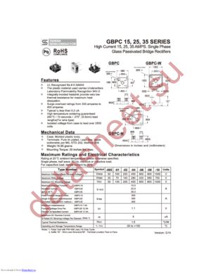 GBPC2506W T0 datasheet  