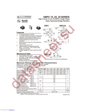 GBPC3510W T0 datasheet  