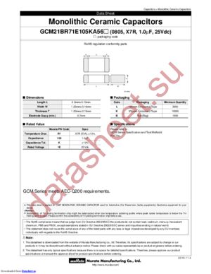 GCM21BR71E105KA56K datasheet  