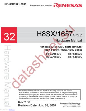 h8sx1657hm datasheet  