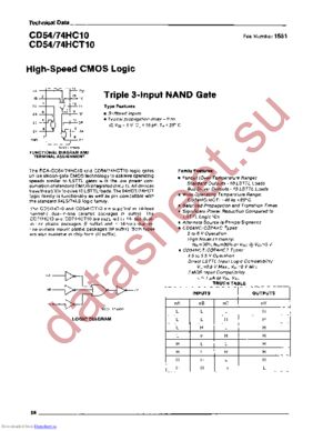CD54HC10F/3 datasheet  