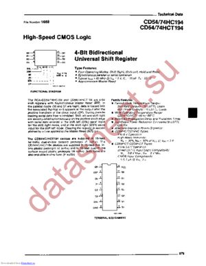 CD54HC194F/3 datasheet  