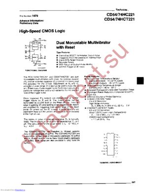 CD54HC221F/3 datasheet  