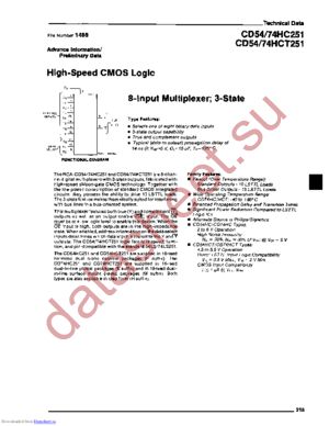 CD54HC251F/3 datasheet  