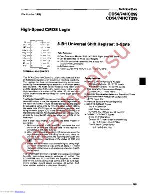 CD54HC299H/3 datasheet  
