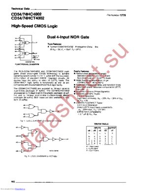 CD54HC4002F/3 datasheet  