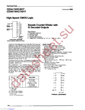 CD54HC4017F/3 datasheet  