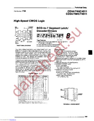 CD54HC4511F/3 datasheet  