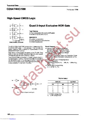 CD54HC7266F/3 datasheet  