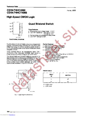 CD54HCT4066F/3 datasheet  