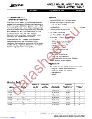 HIN232IBZ-T datasheet  