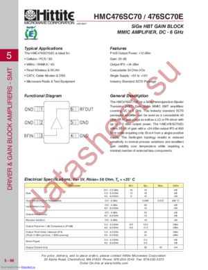 HMC476SC70 datasheet  